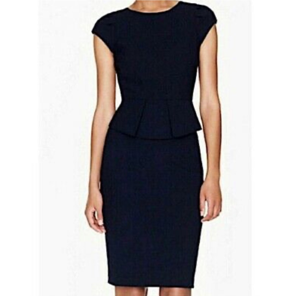JCrew Cap Sleeve Peplum Dress in black, size 10. EUC 🎀